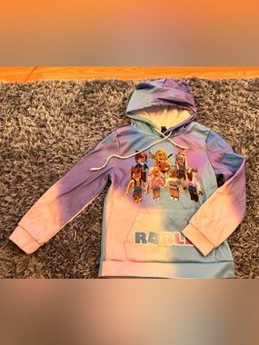 Girls' Tie-Dye Roblox Character Hoodie - Pastel Ombré Rainbow